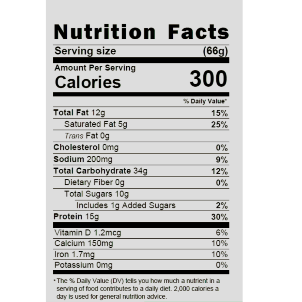 ACup 15g - Cheesecake supplement facts and nutrition information label