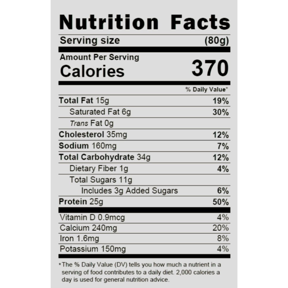 ACup 25g - Double Chocolate supplement facts and nutrition information label
