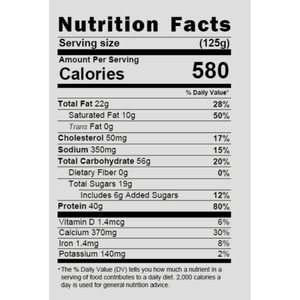 ACup 40g - Trio supplement facts and nutrition information label