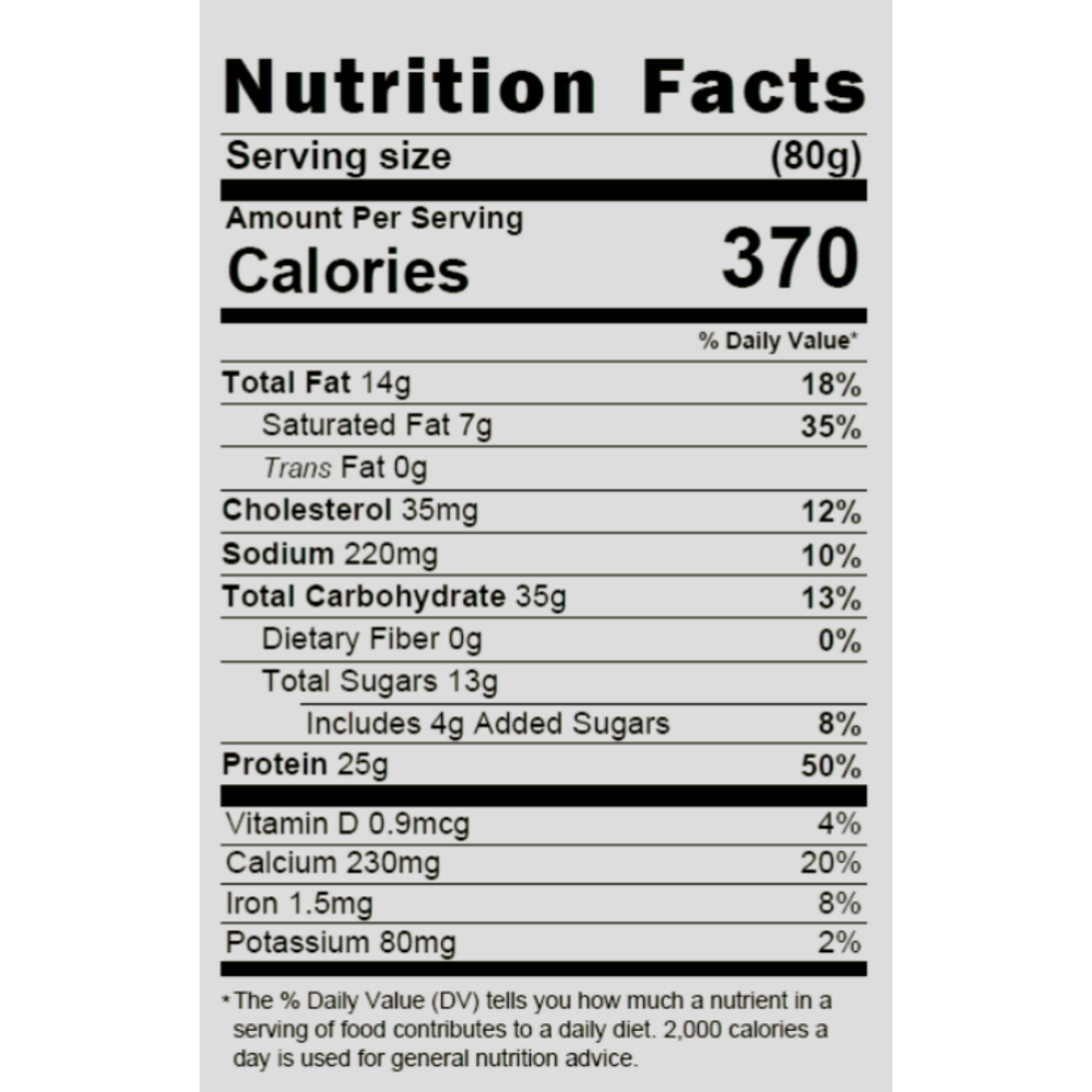 ACup 25g - Vanilla Ice Cream supplement facts and nutrition information label