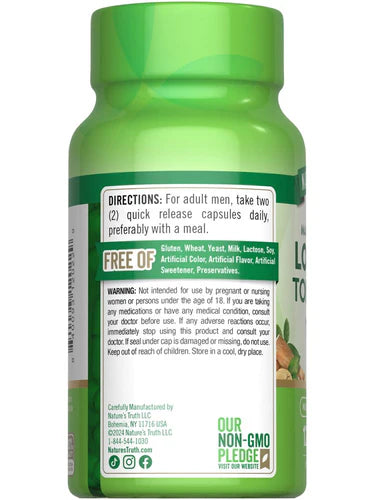 NATURE'S TRUTH - Longjack Tongkat Ali 1600 mg supplement facts and nutrition information label
