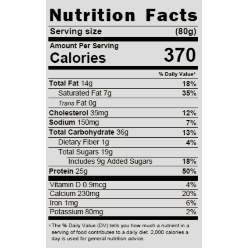 ACup 25g - Red Berries supplement facts and nutrition information label